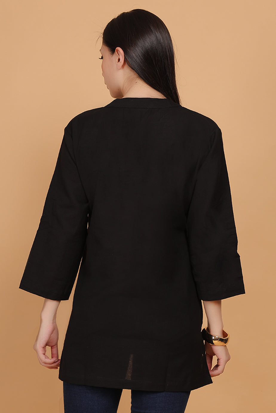Cotton Kurta - Black - FuchsiaBless