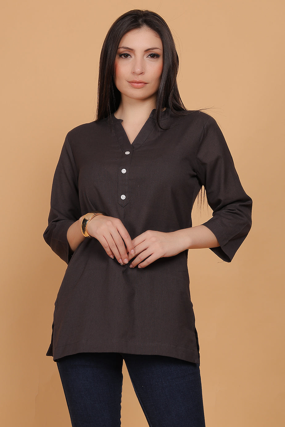 Cotton Kurta - Grey - FuchsiaBless