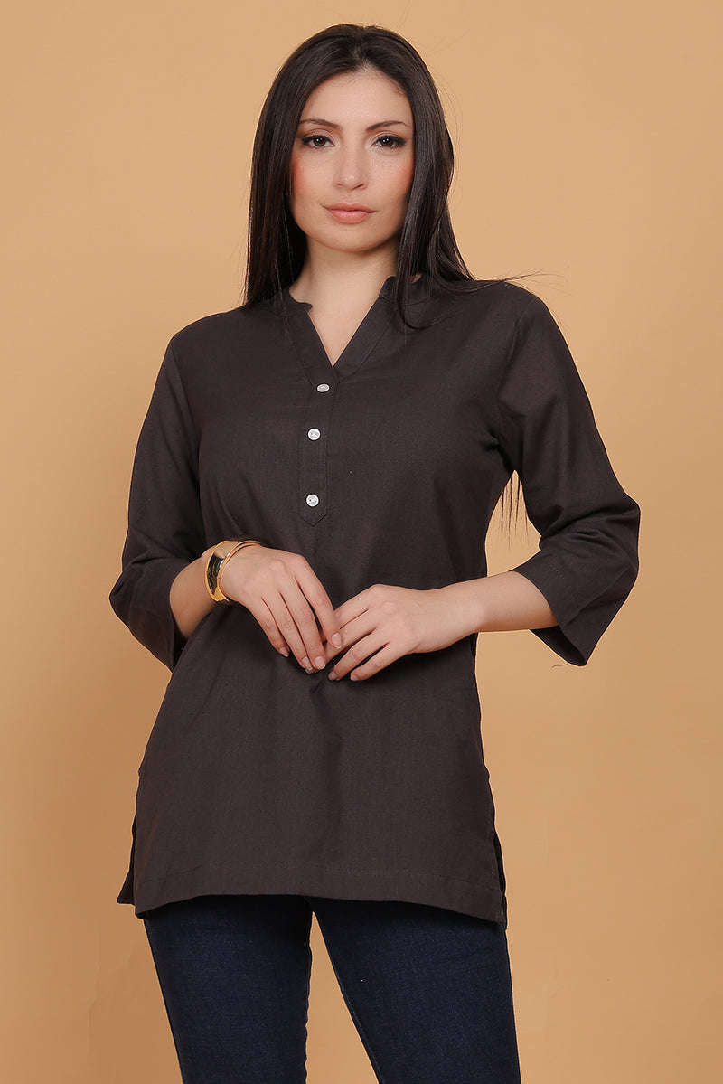 Cotton Kurta - Grey - FuchsiaBless