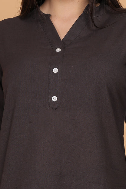 Cotton Kurta - Grey - FuchsiaBless