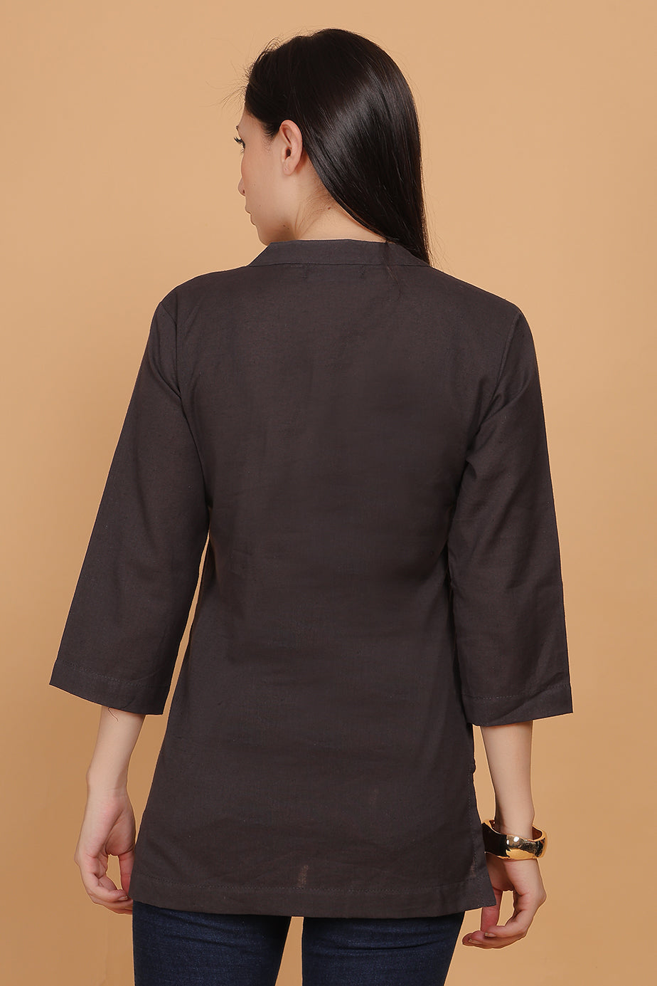 Cotton Kurta - Grey - FuchsiaBless