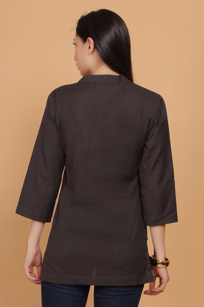 Cotton Kurta - Grey - FuchsiaBless