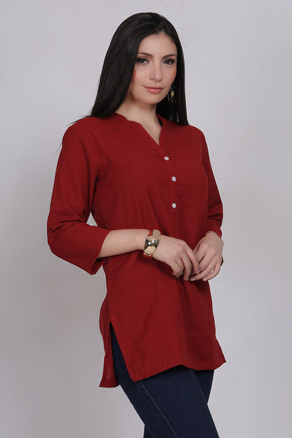 Cotton Kurta - Maroon - FuchsiaBless
