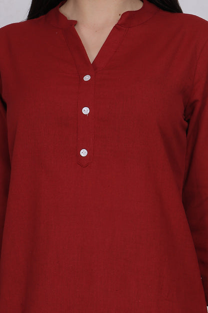 Cotton Kurta - Maroon - FuchsiaBless