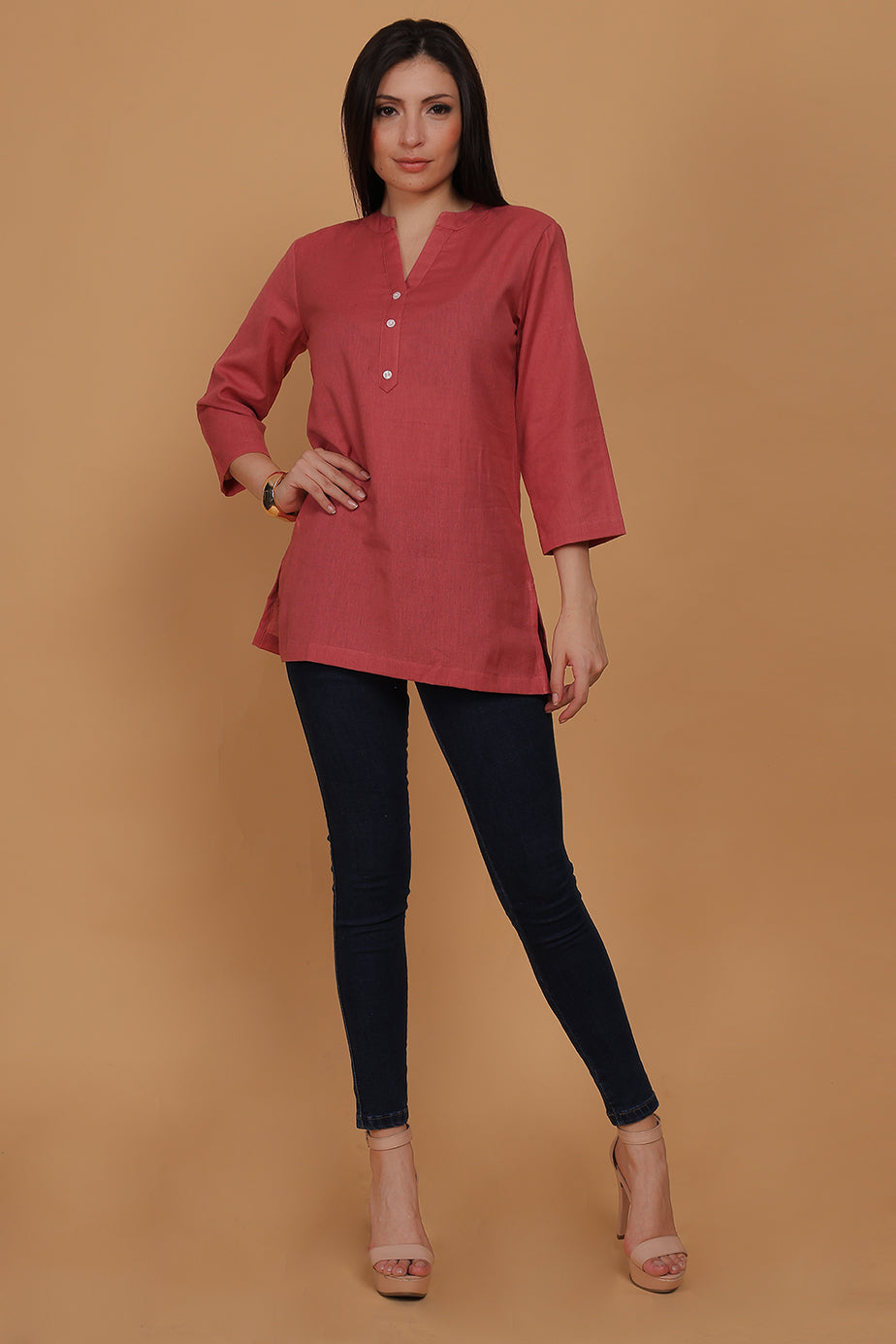 Cotton Kurta - Peach - FuchsiaBless
