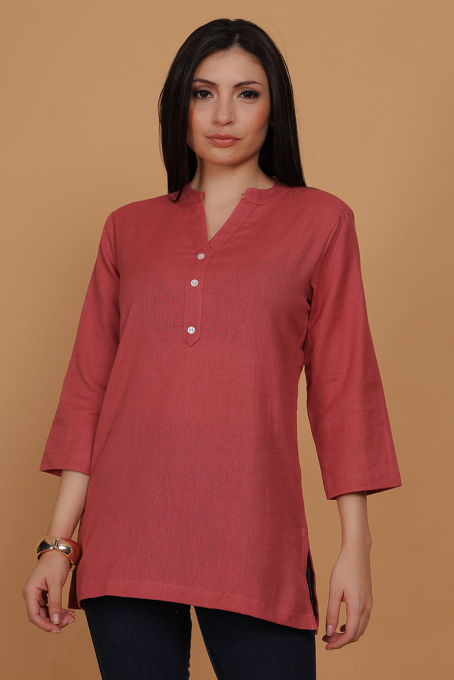 Cotton Kurta - Peach - FuchsiaBless