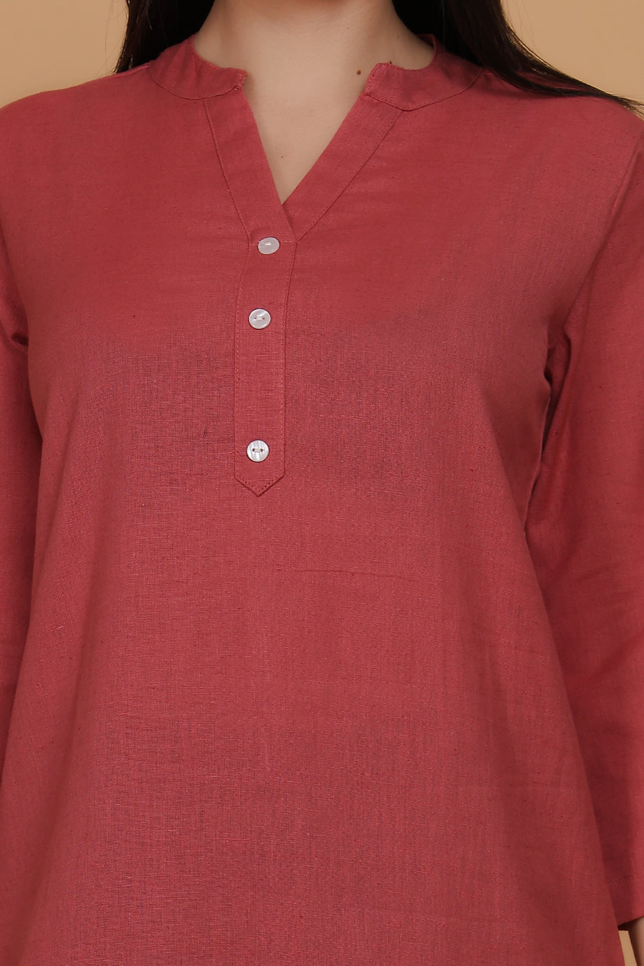 Cotton Kurta - Peach - FuchsiaBless