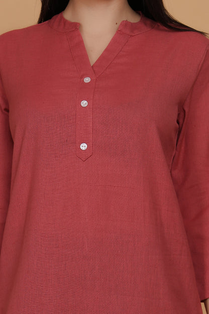 Cotton Kurta - Peach - FuchsiaBless