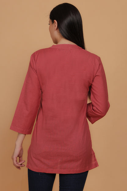 Cotton Kurta - Peach - FuchsiaBless