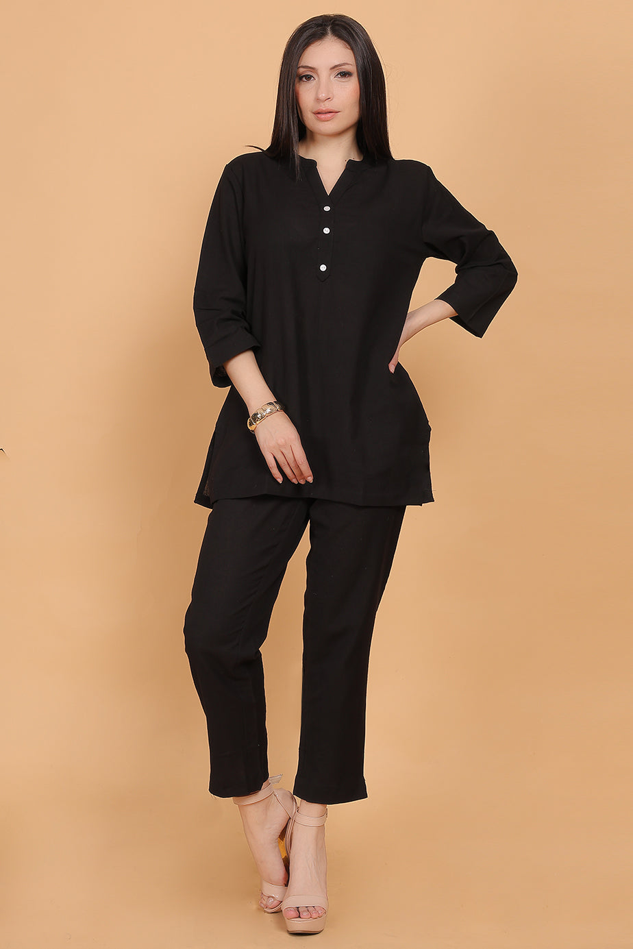 Cotton Pants Black - FuchsiaBless