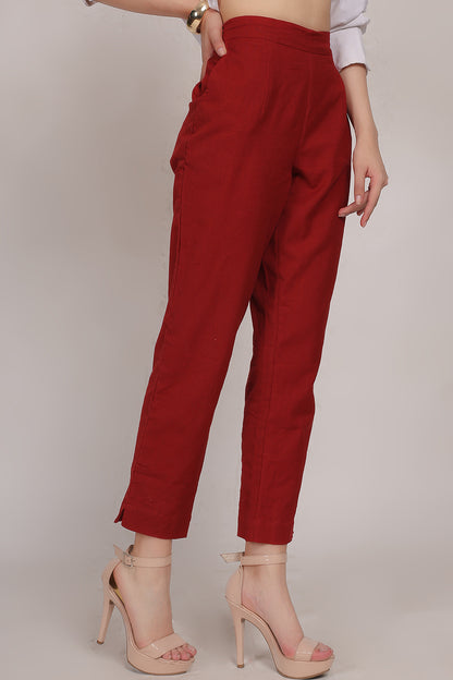 Cotton Pants Maroon - FuchsiaBless