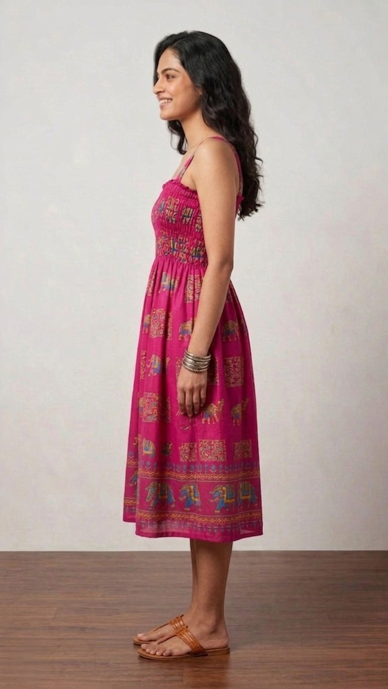 Royal Elephant Dress - Fuchsia Pink