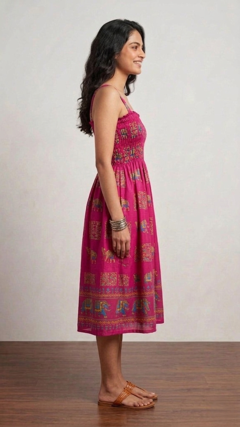 Royal Elephant Dress - Fuchsia Pink