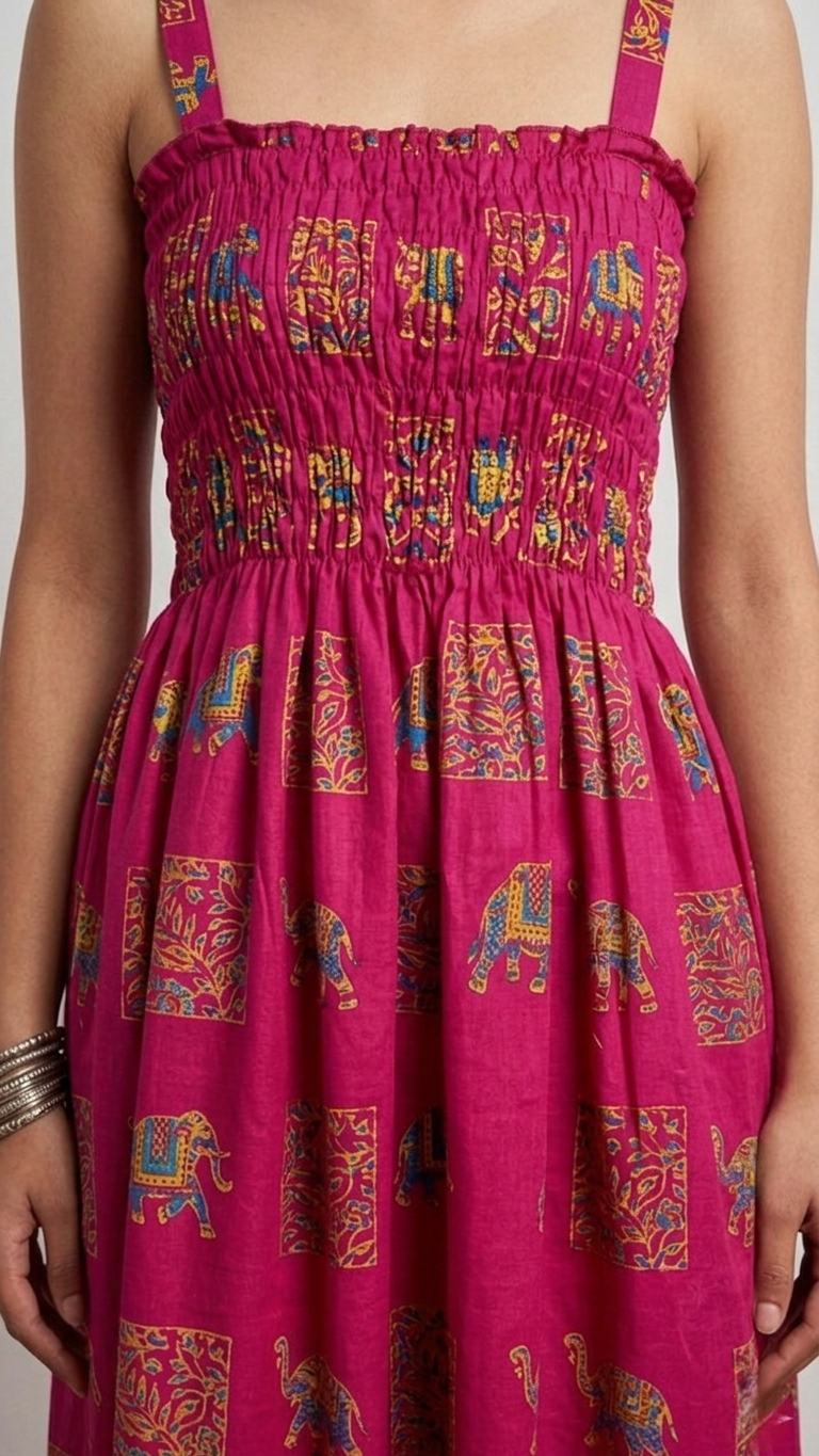 Royal Elephant Dress - Fuchsia Pink