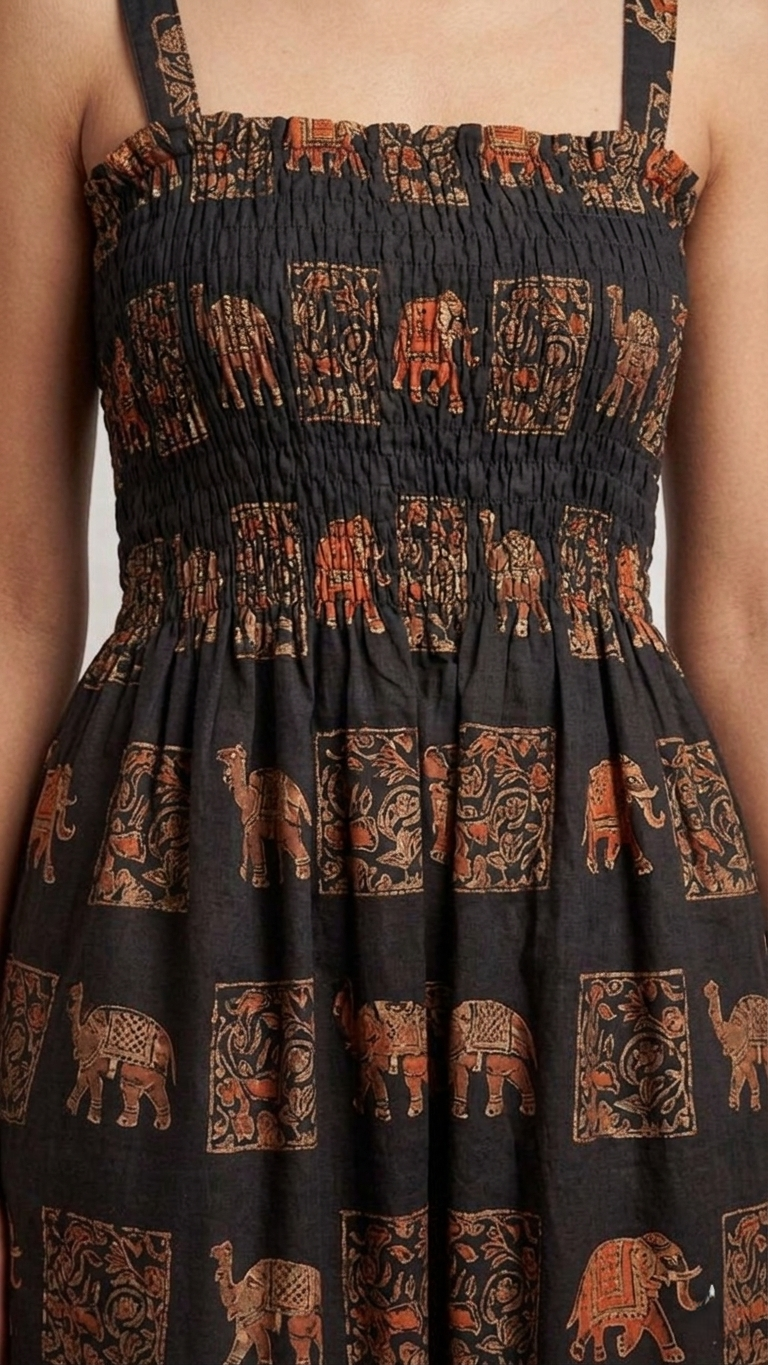 Royal Elephant Dress - Black
