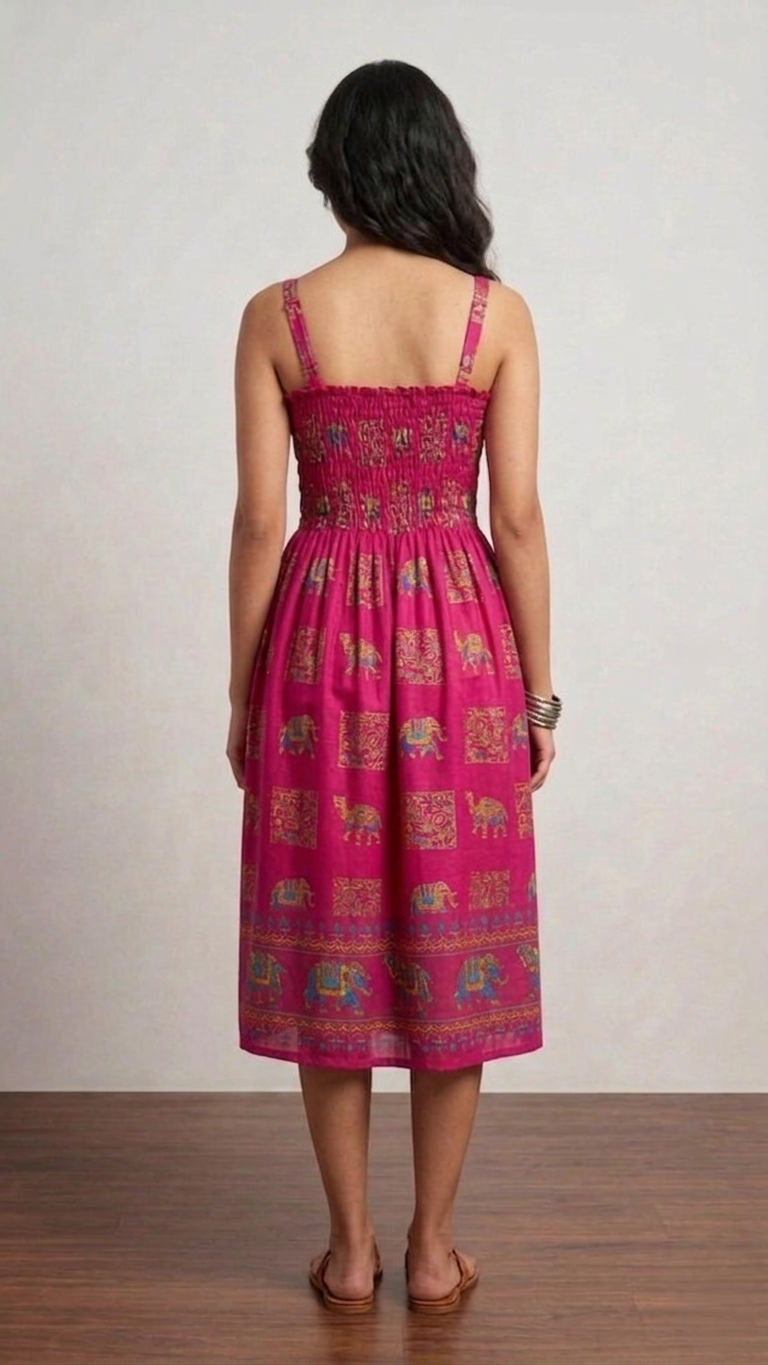 Royal Elephant Dress - Fuchsia Pink
