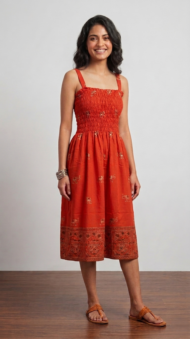 Royal Elephant Dress - Red