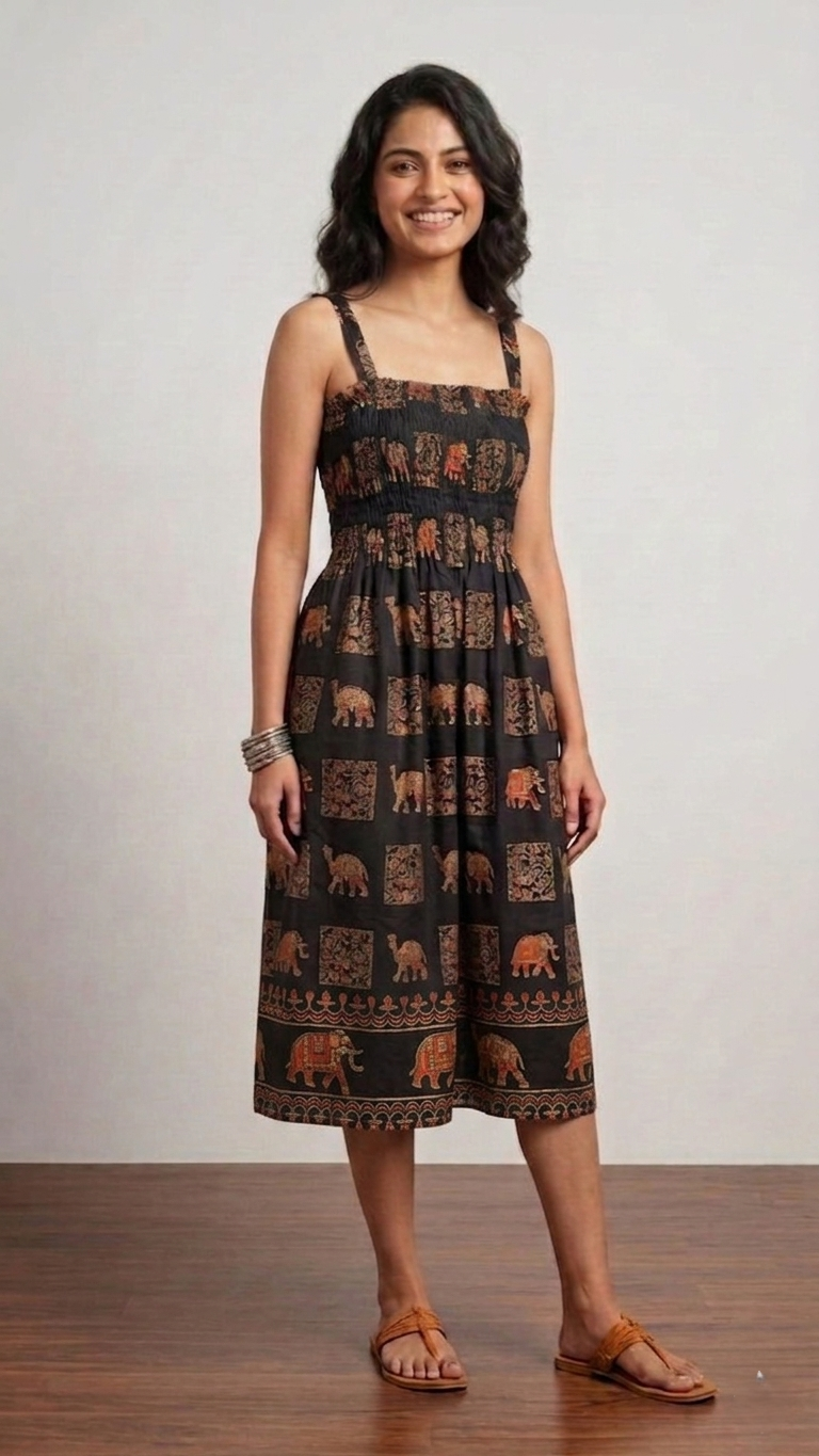 Royal Elephant Dress - Black