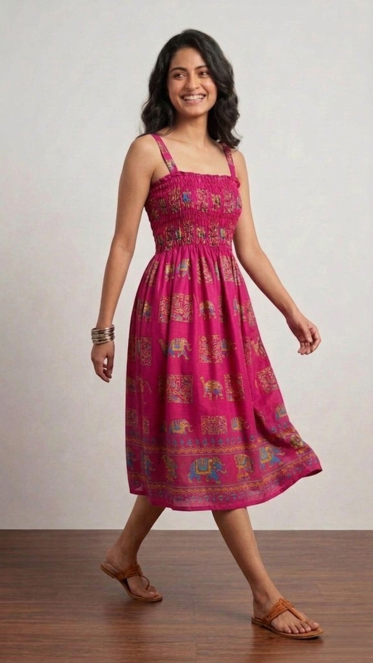 Royal Elephant Dress - Fuchsia Pink