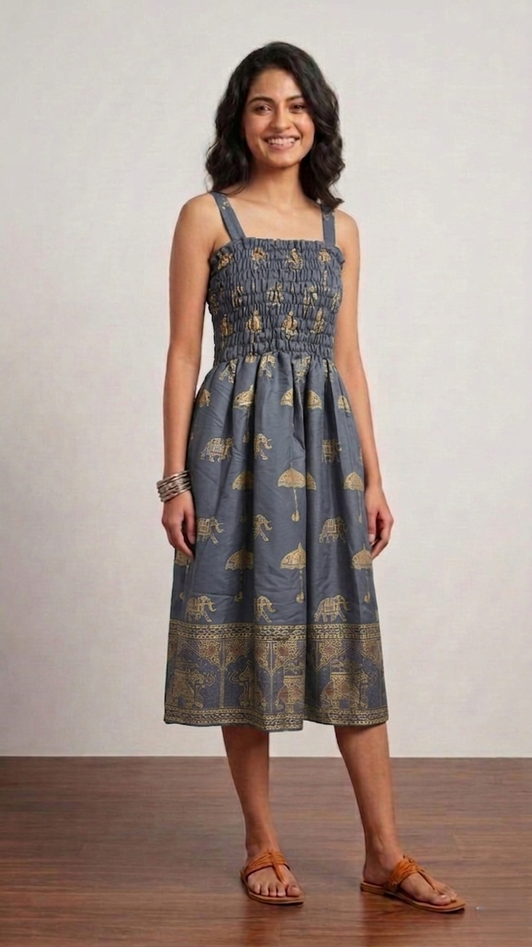 Royal Elephant Dress - Grey