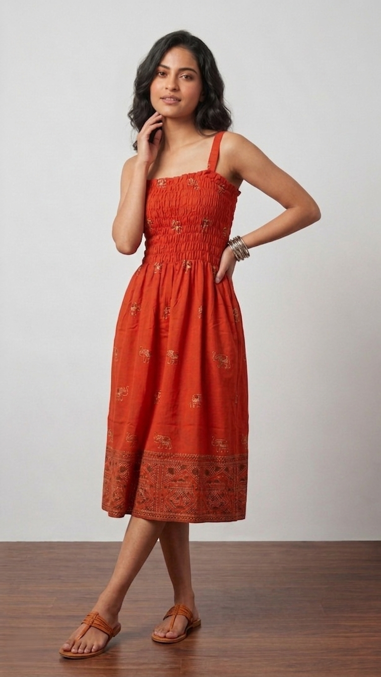 Royal Elephant Dress - Red