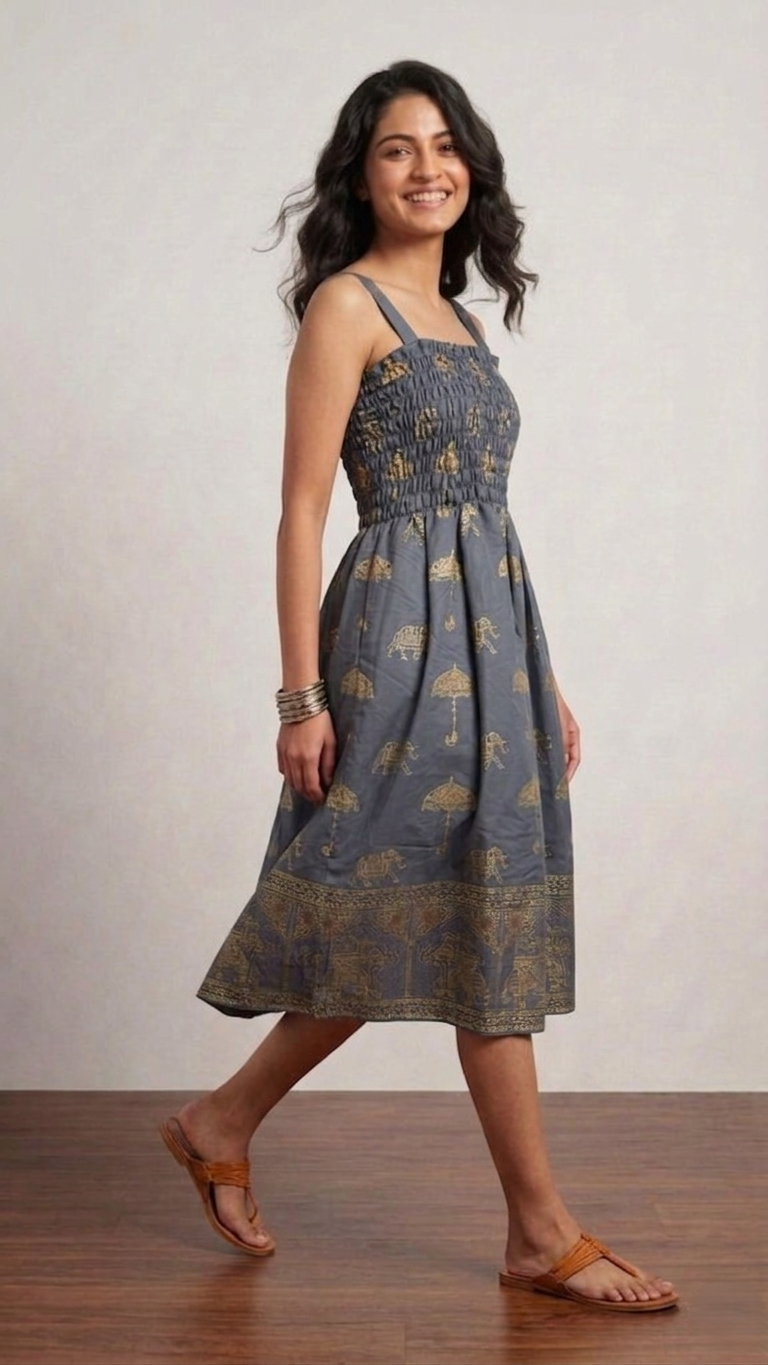 Royal Elephant Dress - Grey