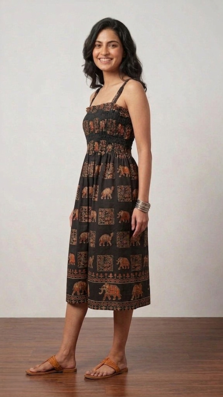 Royal Elephant Dress - Black