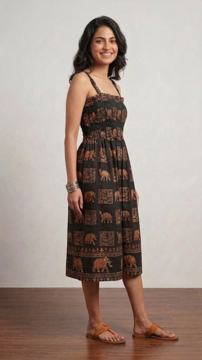 Royal Elephant Dress - Black