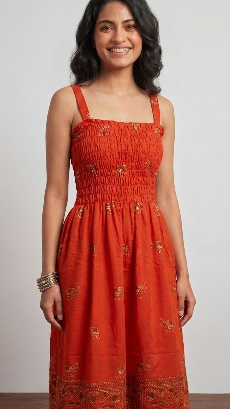 Royal Elephant Dress - Red