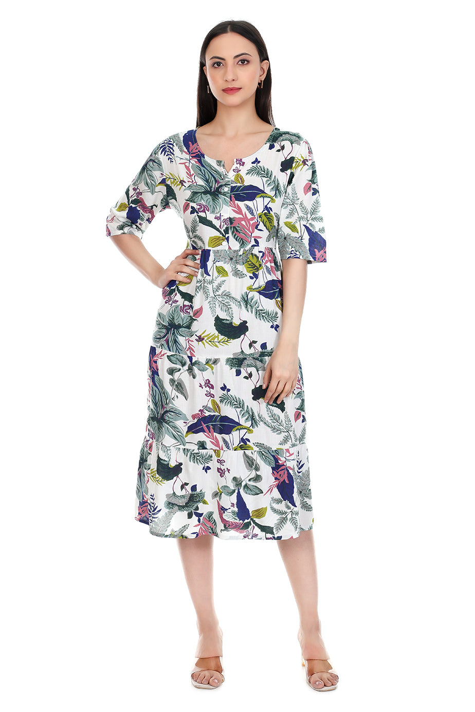Midi Floral Dress - Multi