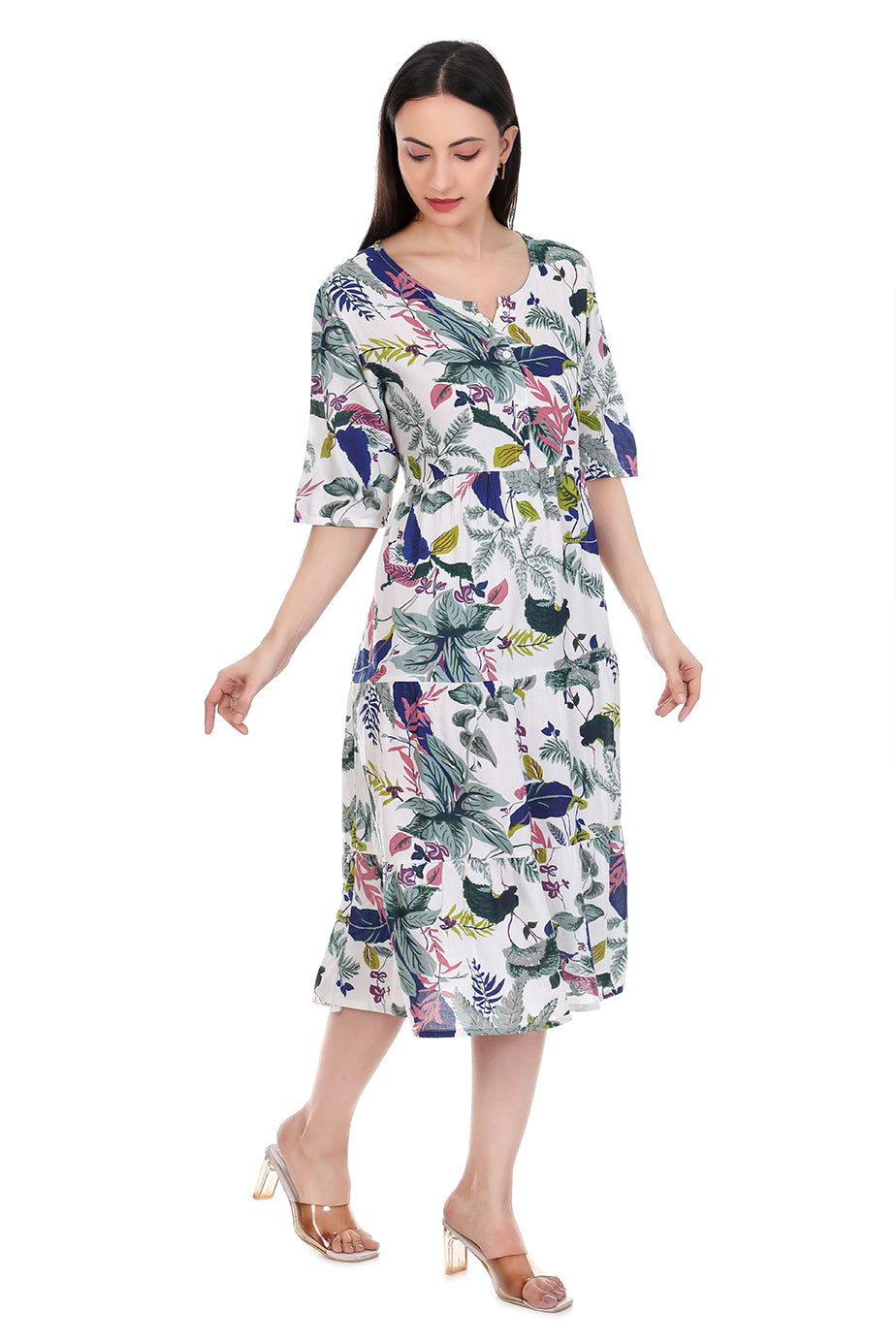 Midi Floral Dress - Multi