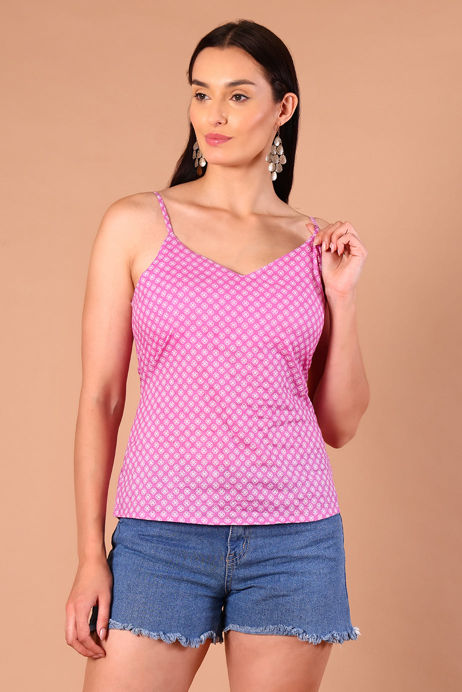 SnugFit Printed Bra Top - Baby Pink