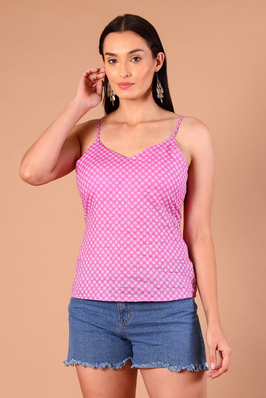 SnugFit Printed Bra Top - Baby Pink