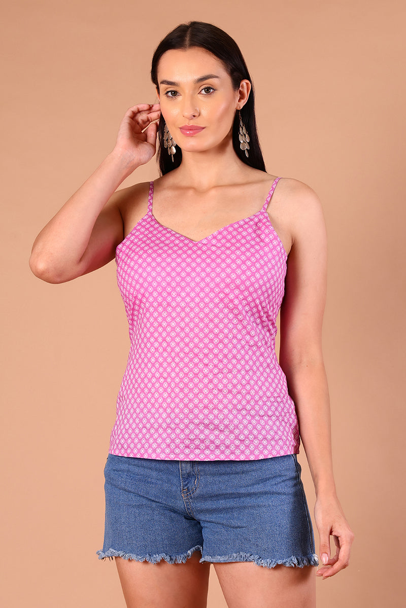 SnugFit Printed Bra Top - Baby Pink