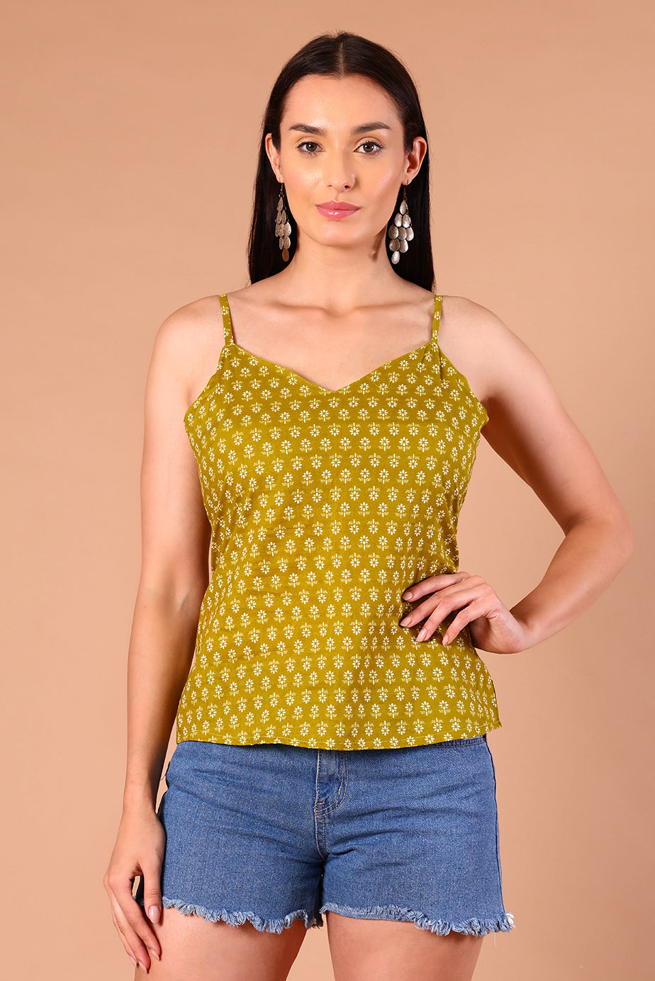 SnugFit Printed Bra Top - Sunlit Mehendi