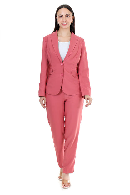 Women Premium Regular Fit Blazer– Coral Pink