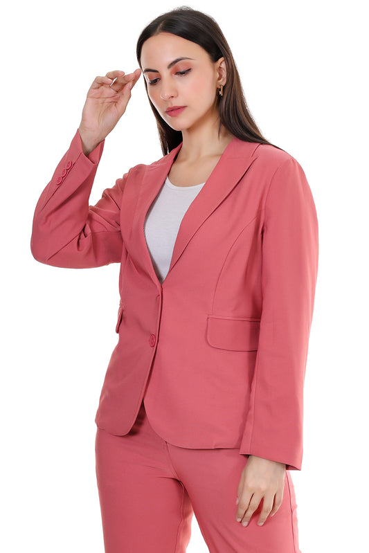 Women Premium Regular Fit Blazer– Coral Pink