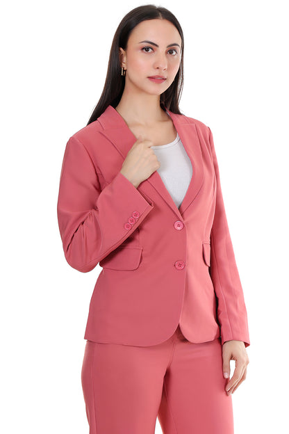Women Premium Regular Fit Blazer– Coral Pink