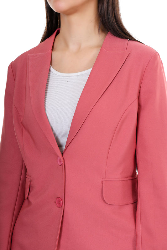 Women Premium Blazer & Pants Set – Coral Pink Power Suit