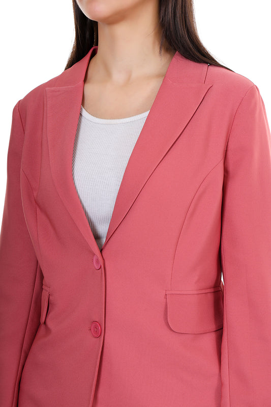 Women Premium Regular Fit Blazer– Coral Pink