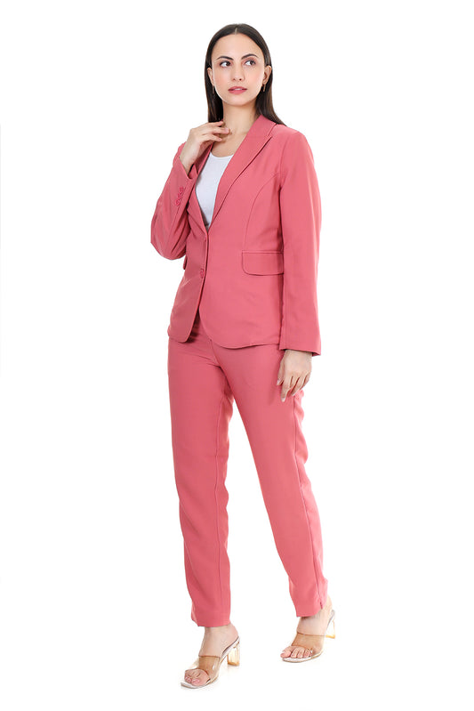Women Premium Blazer & Pants Set – Coral Pink Power Suit