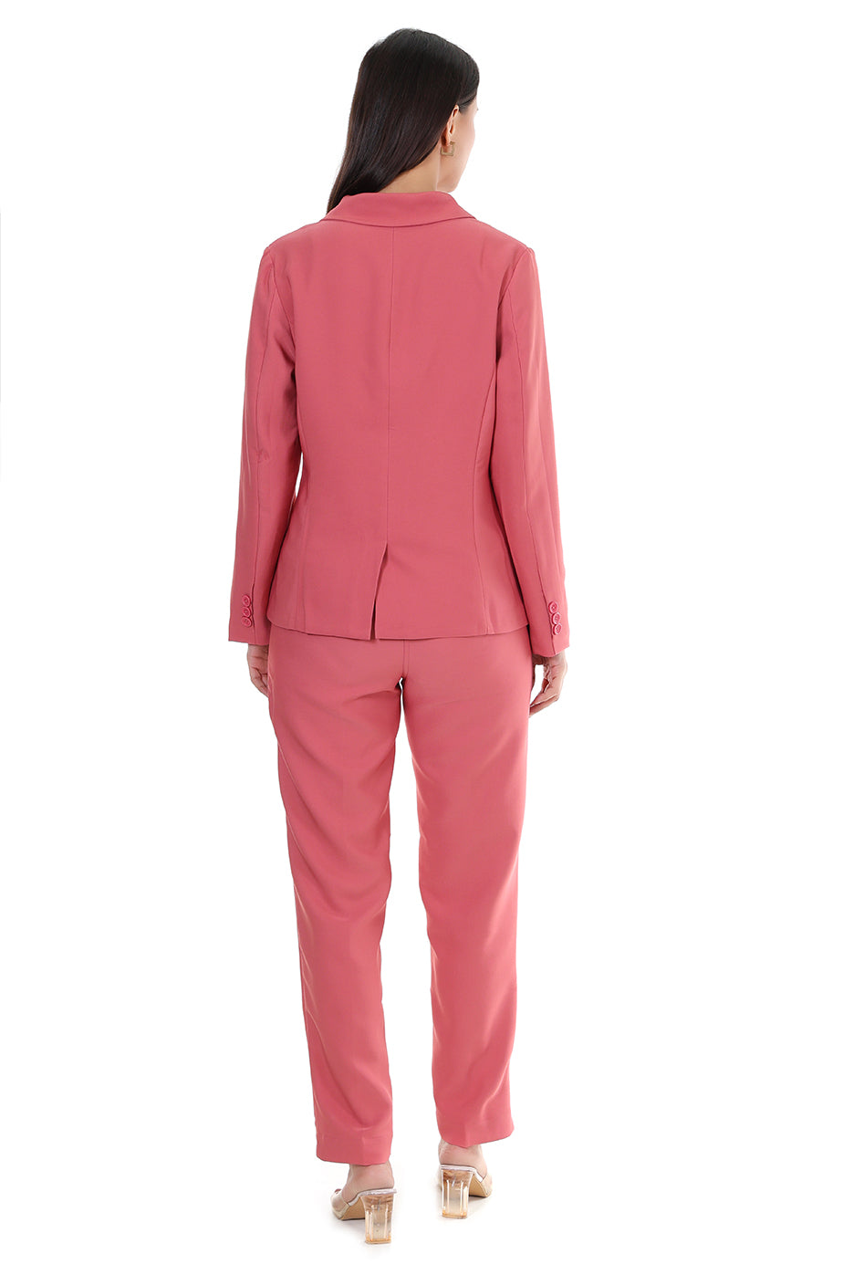 Women Premium Blazer & Pants Set – Coral Pink Power Suit