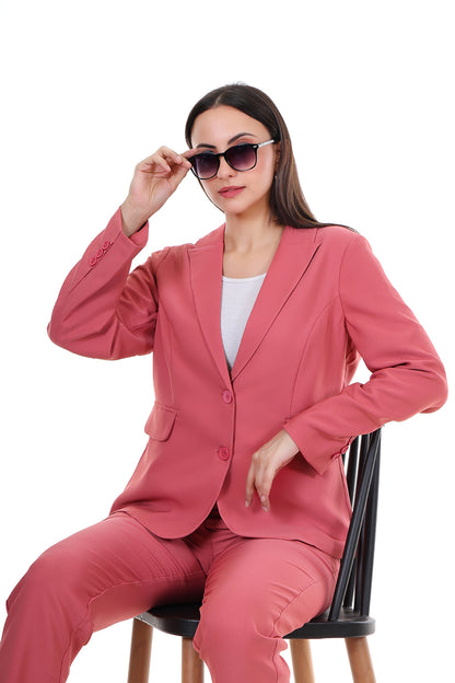 Women Premium Regular Fit Blazer– Coral Pink