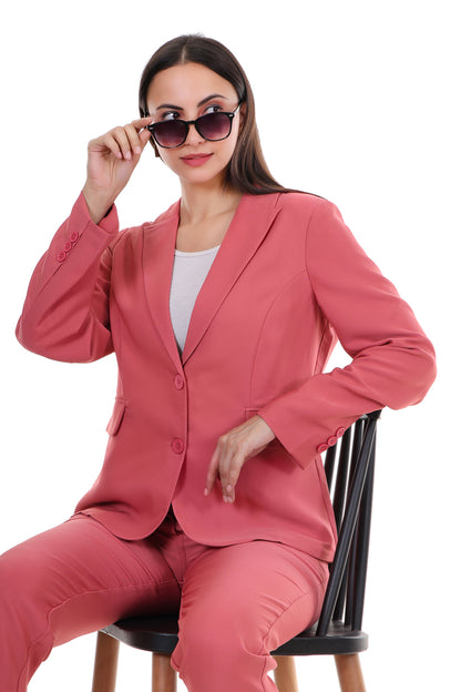 Women Premium Blazer & Pants Set – Coral Pink Power Suit