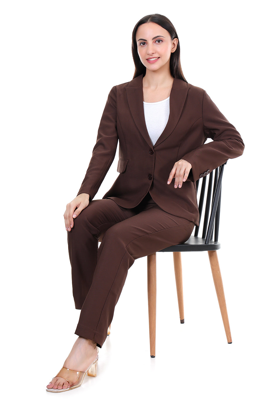 Women Premium Regular Fit Blazer– Coffee Brown