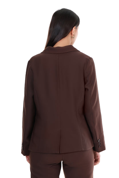 Women Premium Regular Fit Blazer– Coffee Brown