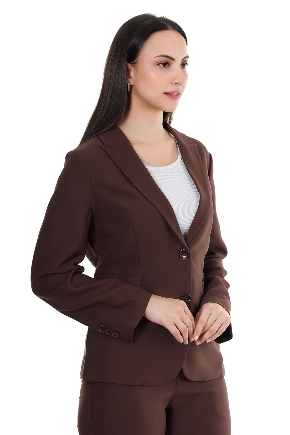 Women Premium Regular Fit Blazer– Coffee Brown