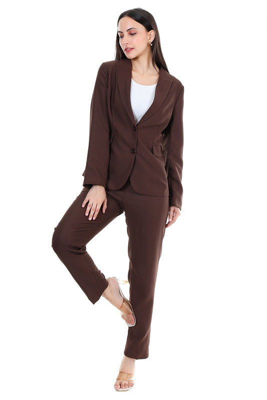Women Premium Blazer & Pants Set – Coffee Brown Power Suit