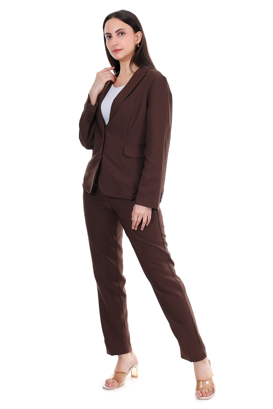 Women Premium Blazer & Pants Set – Coffee Brown Power Suit