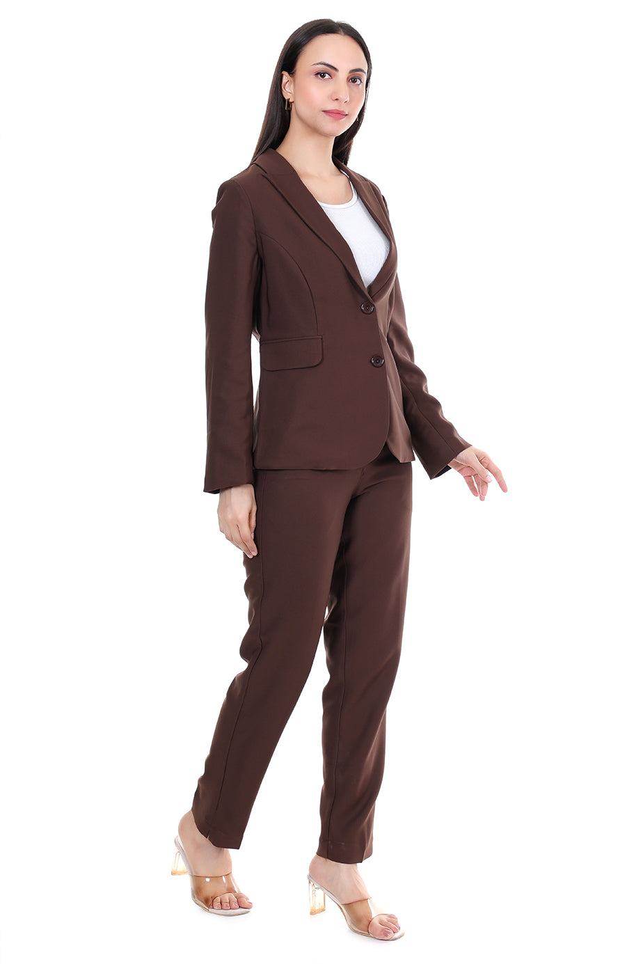 Women Premium Blazer & Pants Set – Coffee Brown Power Suit